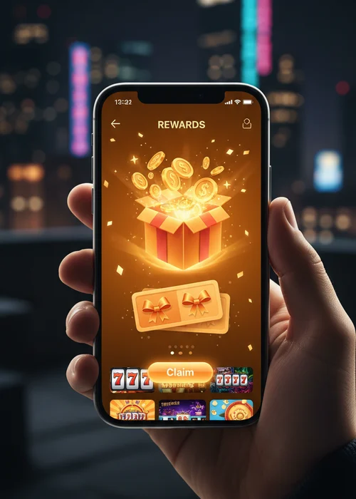 Joueur sur Red Panda Casino activant un bonus de bienvenue avec des tours gratuits et un gain potentiel, mettant en avant les promotions.